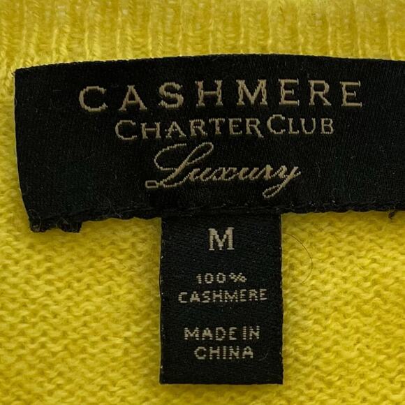Charter Club Yellow 100% Cashmere V-Neck Long Sleeve Sweater, M - Picture 6 of 9
